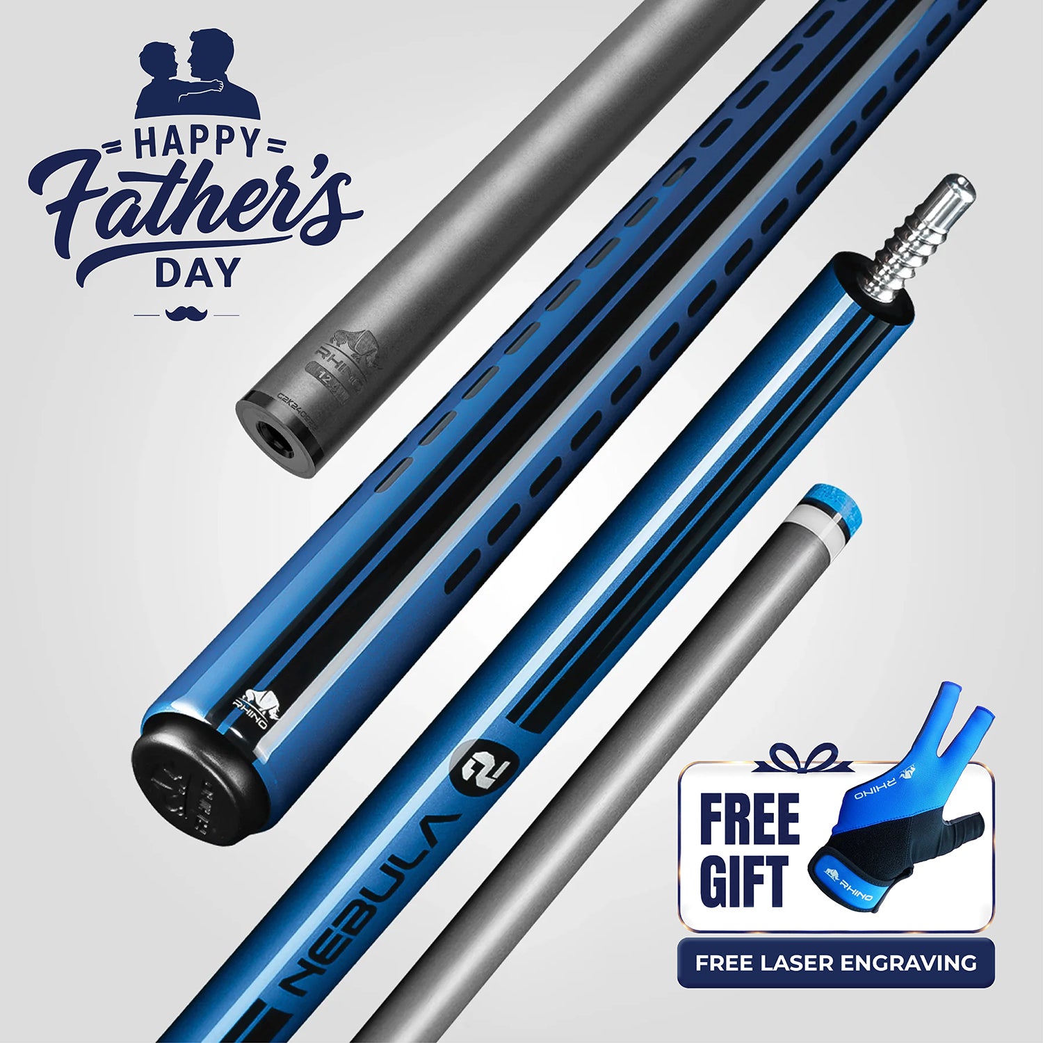 Nebula 2 Pool Cue - Sky Blue - Wrapless