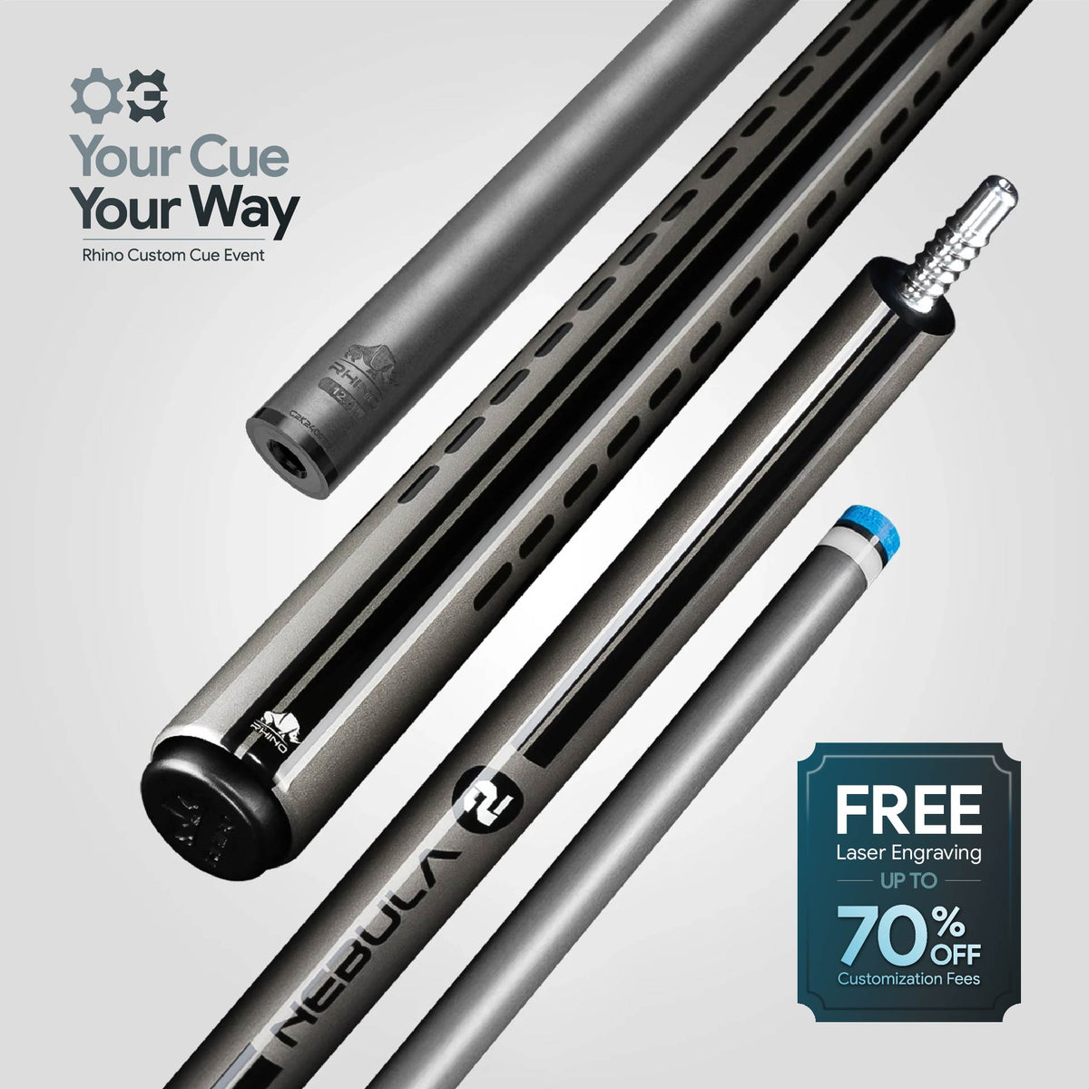 Nebula 2 Pool Cue - Charcoal Gray - Wrapless