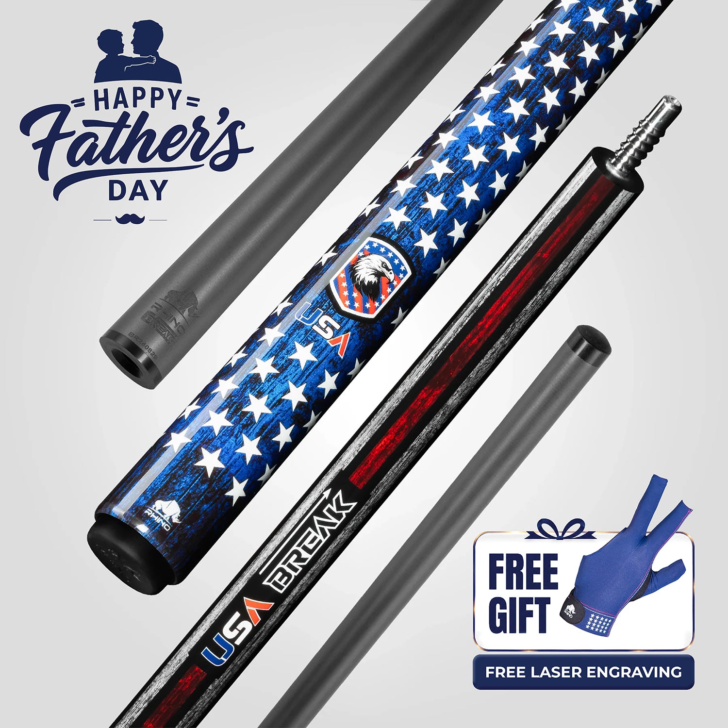 RHINO KOMET II Break Cue - Black & Blue