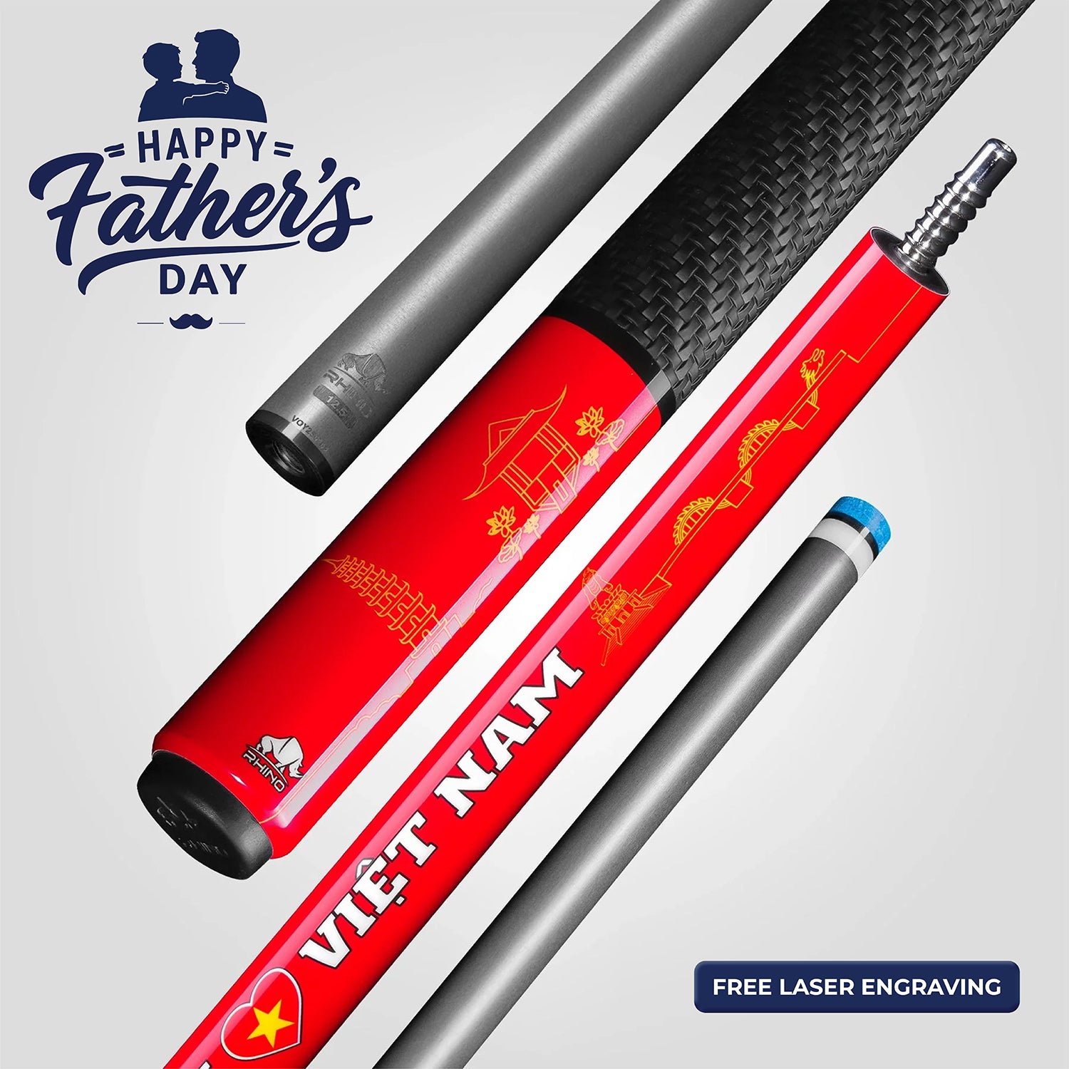 VOYAGER VIETNAM POOL CUE - RED - SPORT WRAP